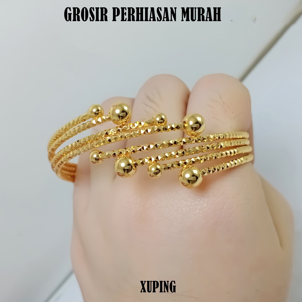 Gelang Kroncong Bola Jari Lapis Emas Perhiasan Wanita Dewasa