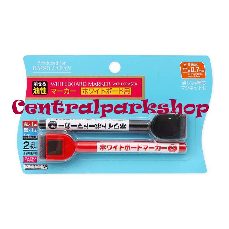 Spidol Daiso Magnet isi 2 white board dengan penghapus whiteboard