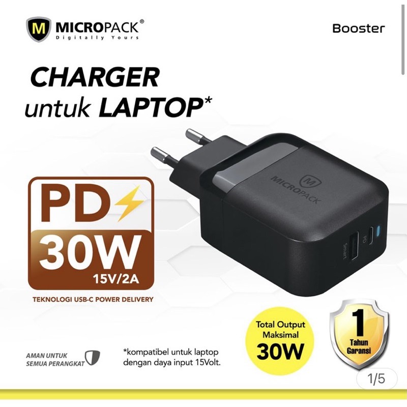 Micropack Booster Dual Ports Wall Charger PD 30 Watt