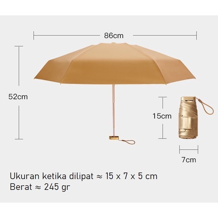 JAPANESE SMALL GOLDEN UMBRELLA SPF 50+ EDISI SAKU