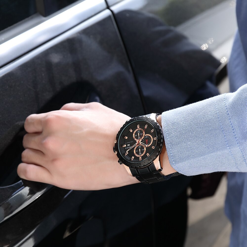 CURREN 8334 Jam Tangan Pria Analog Stainless Steel Chronograph Aktif WATCHKITE WKOS