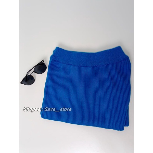 Rok Span Rajut • Rok Rajut Premium • Rok Span Rajut Knitted • Rok Rajut Knitted-Biru BCA