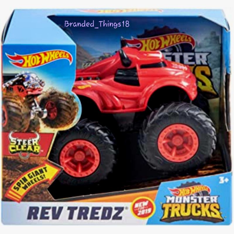 HW Monster Trucks 1:43 Steer Clear Rev Tredz Spin Giant Hot Wheels Wheel Hotwheel Hotwheels