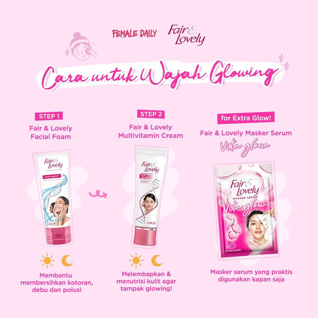 Fair Lovely Paket Glowing Facial Foam Multivitamin Cream Masker Serum Shopee Indonesia
