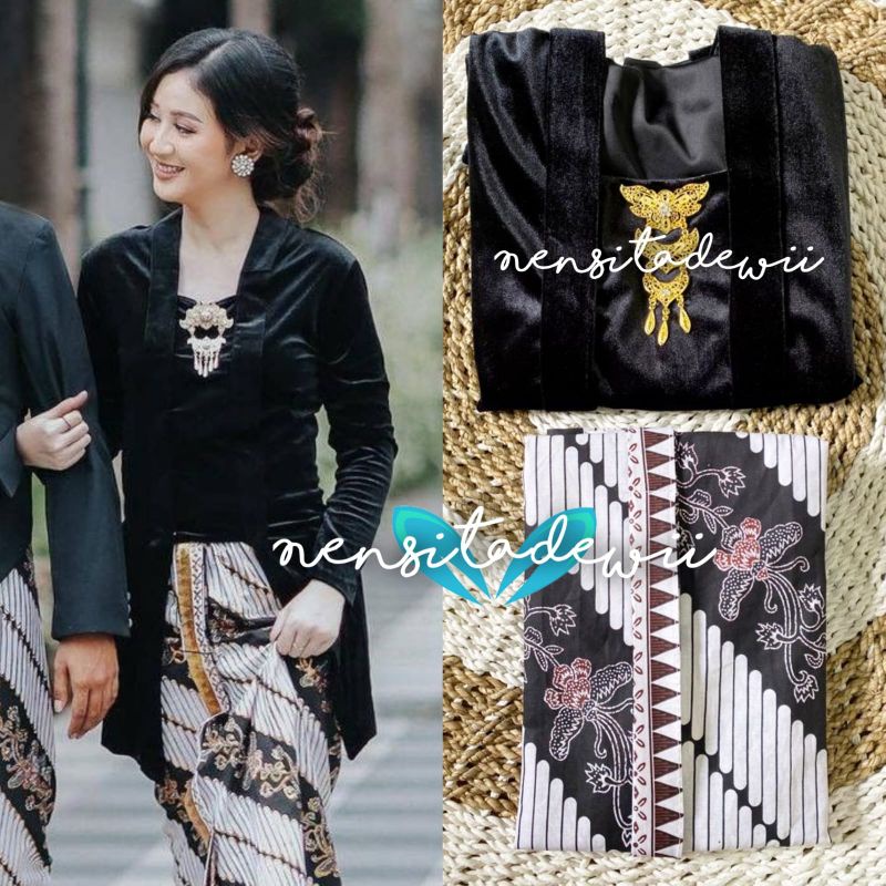 [1 SET] Kebaya Body Panjang + Jarik Instan / Motif Lereng Kembang #PP02