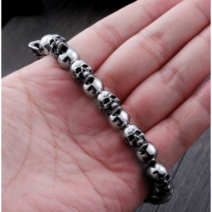 Men Stainless Steel High Quality Punk Skull Bracelet Personality Party Jewelry （The product shall prevail）