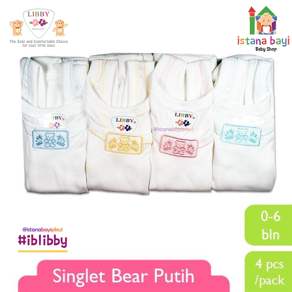 Libby Singlet Bear Warna Nb (0-9 bulan)/singlet bayi/singlet warna