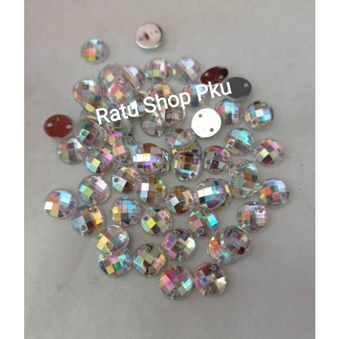 Payet Diamond Kristal Akrilik Jahit Grade A Bulat 8 - 14mm