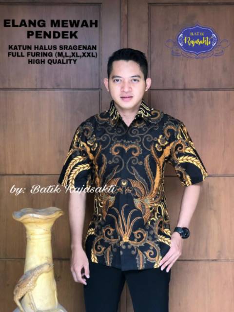 Batik Solo ELANG MEWAH Kemeja Pria Katun Halus Sragenan Full Furing