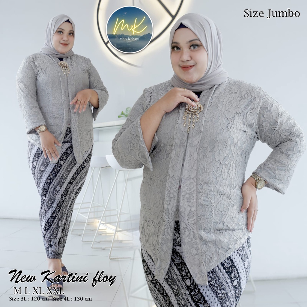 HN MODE - Setelan kebaya floy brukat kartini jumbo / kebaya kutubaru