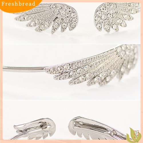 [TERLARIS]Women's Fashion Silver Color Rhinestone Angel Wings Bangle Cuff Bracelet Jewelry