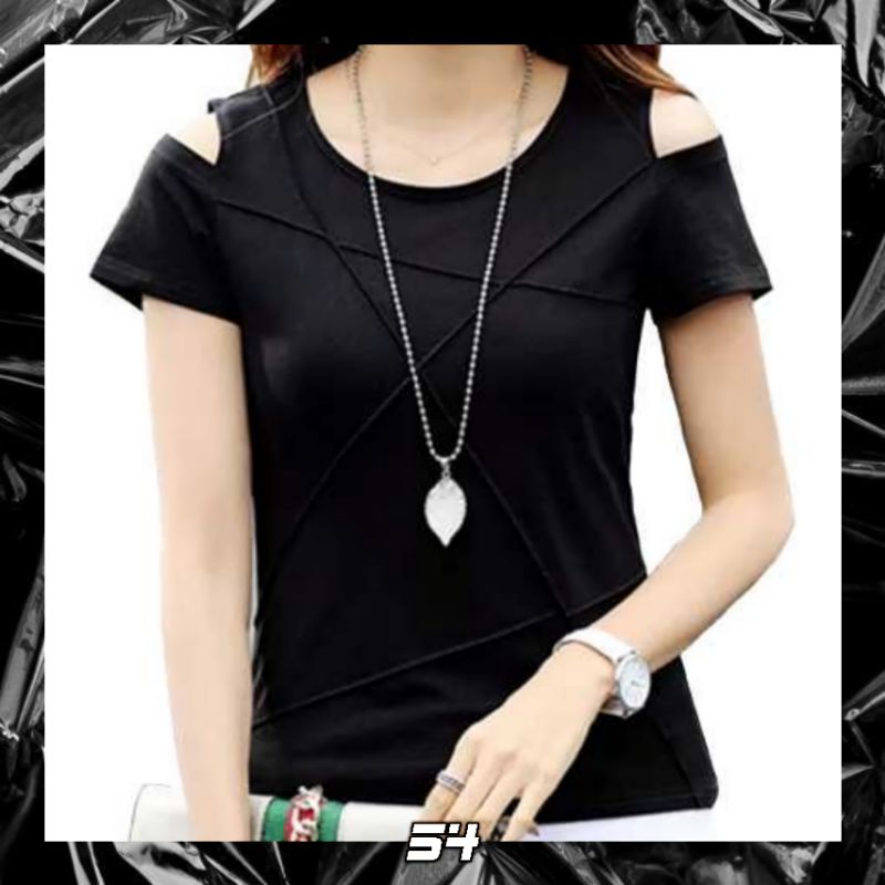 Baju Kaos Wanita Kaos Cewek Model Bahu Terbuka Lengan Pendek ~ Barbara