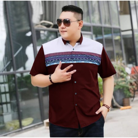 NEW! KEMEJA PRIA JUMBO XXL XXXL 2XL 3XL LENGAN PENDEK FRANCE MARTINE MOTIF BATIK CORAK GARIS TITIK2