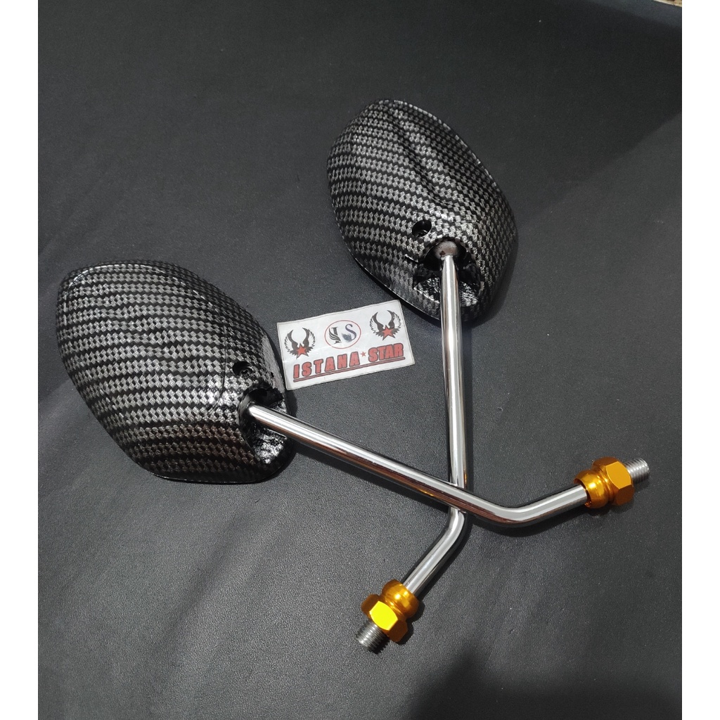 Spion Beat Karbon Gagang Chrome Spion Honda Carbon Crome plus jalu as plus grip carbon silver