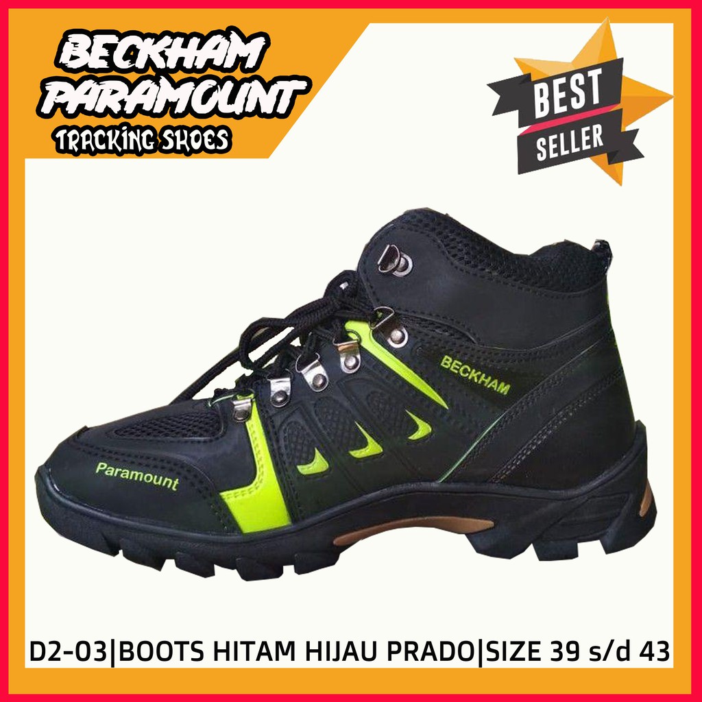 SEPATU PRIA BECKHAM PARAMOUNT HITAM HIJAU PRADO NYAMAN TERLARIS