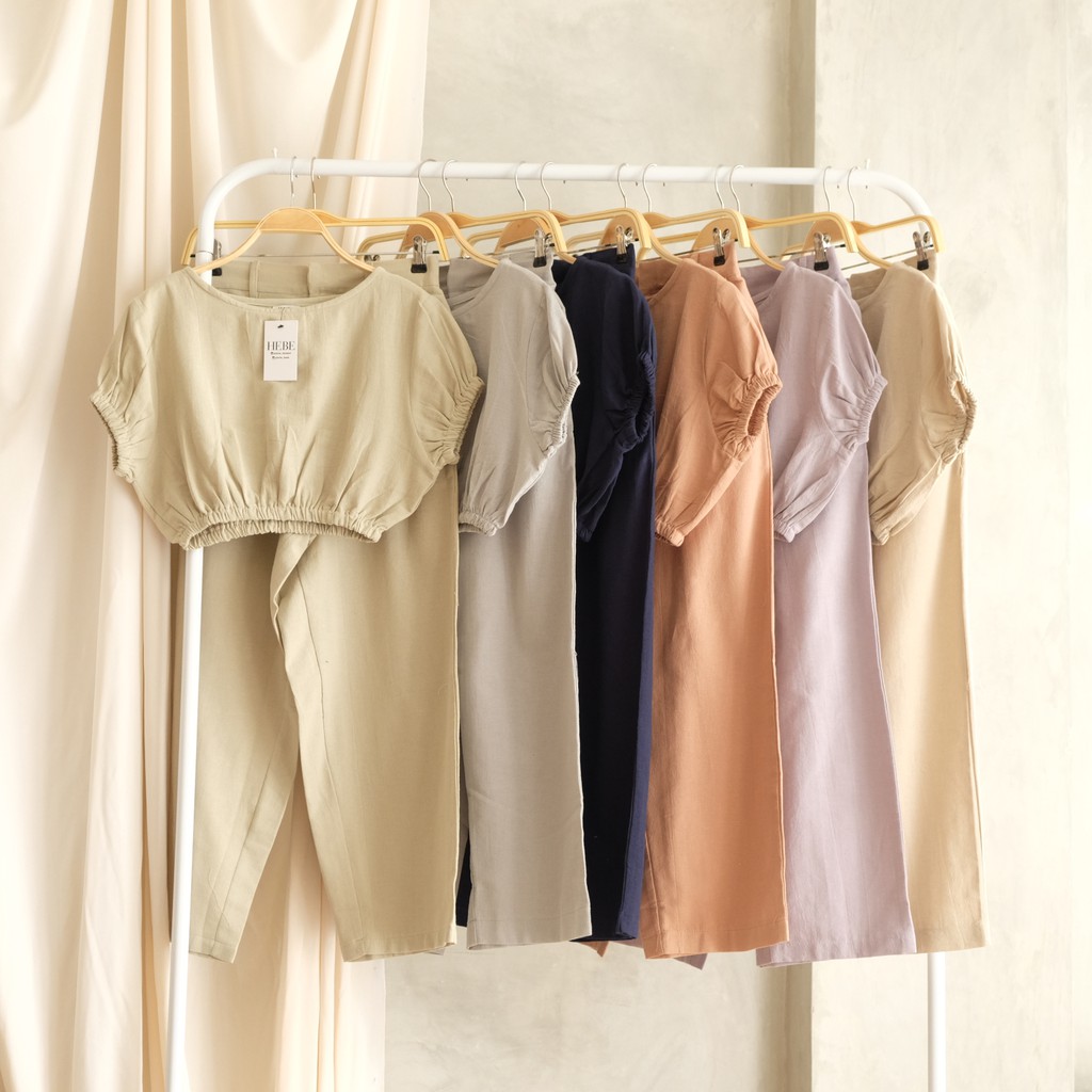Renee Set - Atasan Celana Setelan Wanita Crop Top