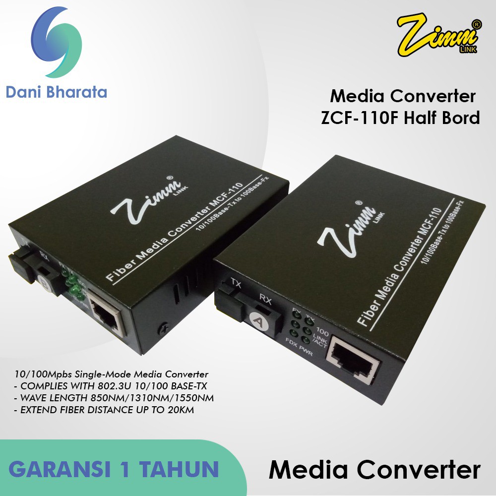 Media Converter MCF110F 10/100 Mbps Full Board Zimmlink