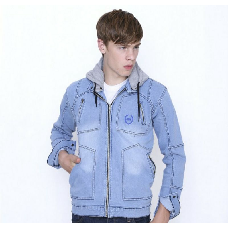 Jacket Levis Premium CZ-1 / Jeans Denim Jaket Hoodie Kasual Distro Tebal Biru, L