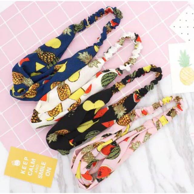 Bandana Korea Simpul Motif Buah Buahan Fruit HeadBand Korean Bando