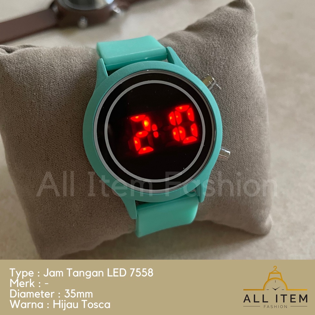 COD✅ Jam Tangan Bulat Digital LED 7558 Rubber Electronic Fashion Pria Wanita / Watches