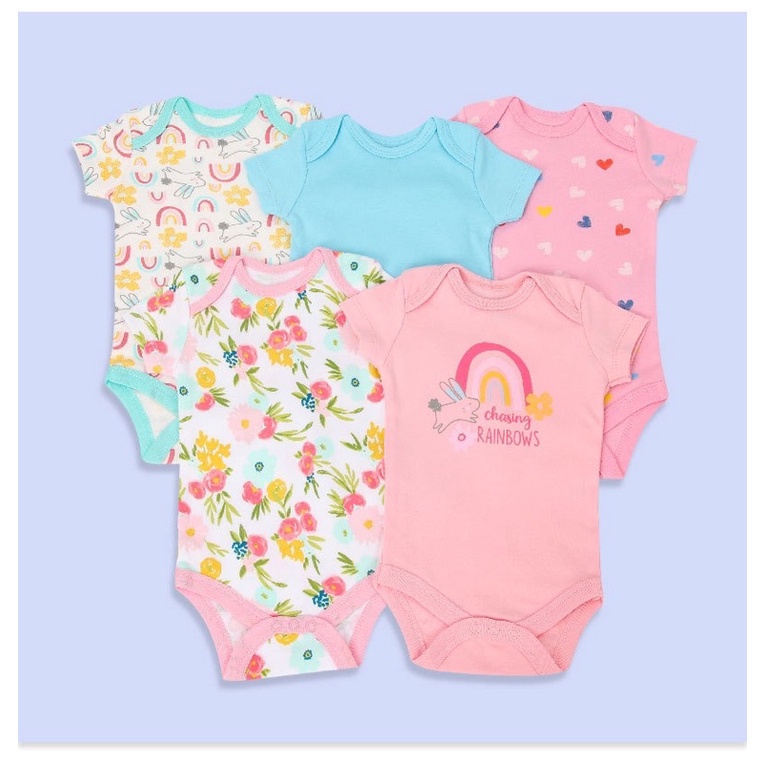 BABY K2 - Bodysuit Baby isi 5 Pcs Motif Rainbows