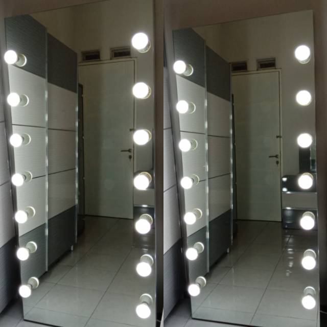 Kaca Mirror Standing Berdiri Vanity Frameless Lampu LED