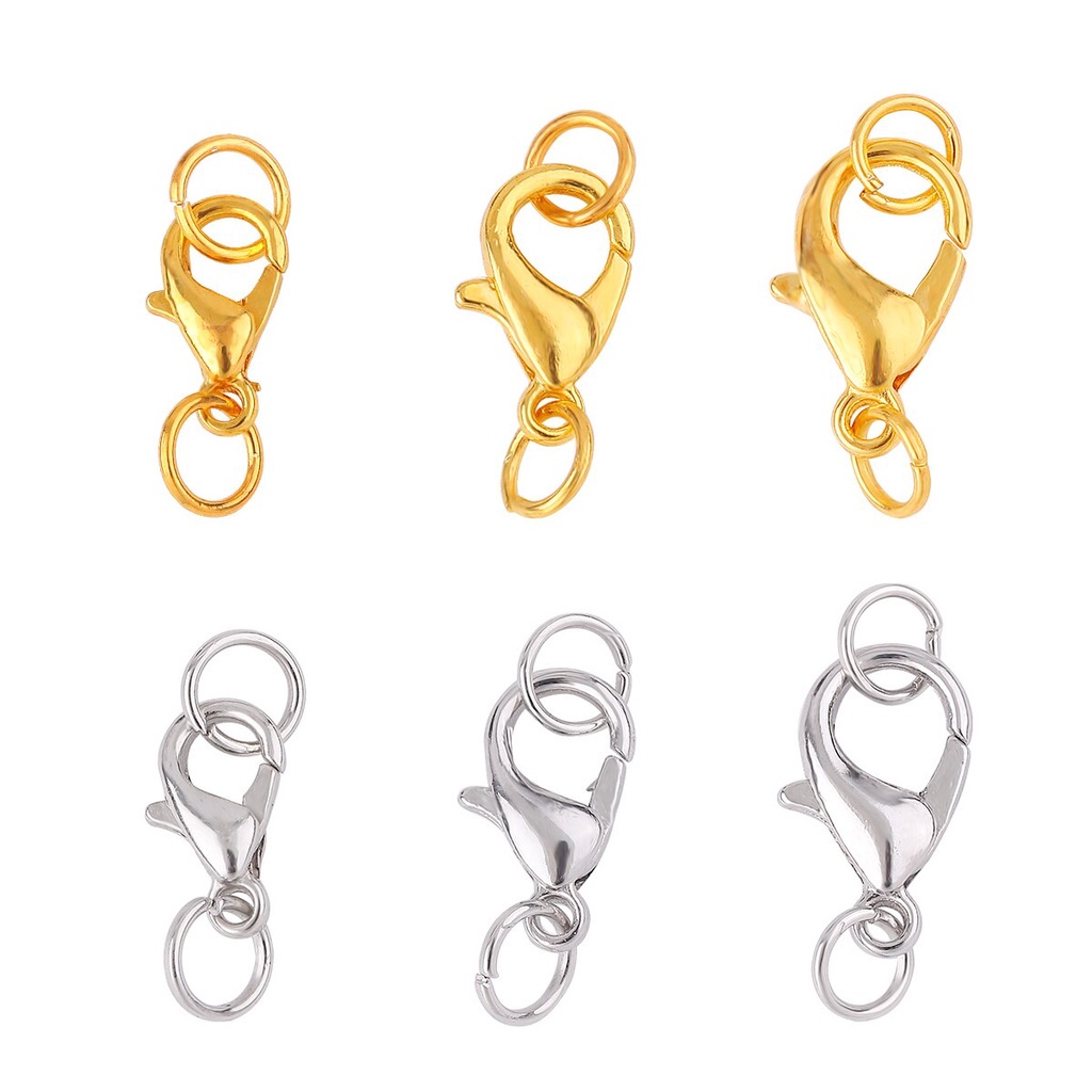 10 Set / Lot 10 12 14mm Lobster Clasp Dengan Jump Ring Konektor Untuk Membuat Perhiasan Gelang Kalung Rantai