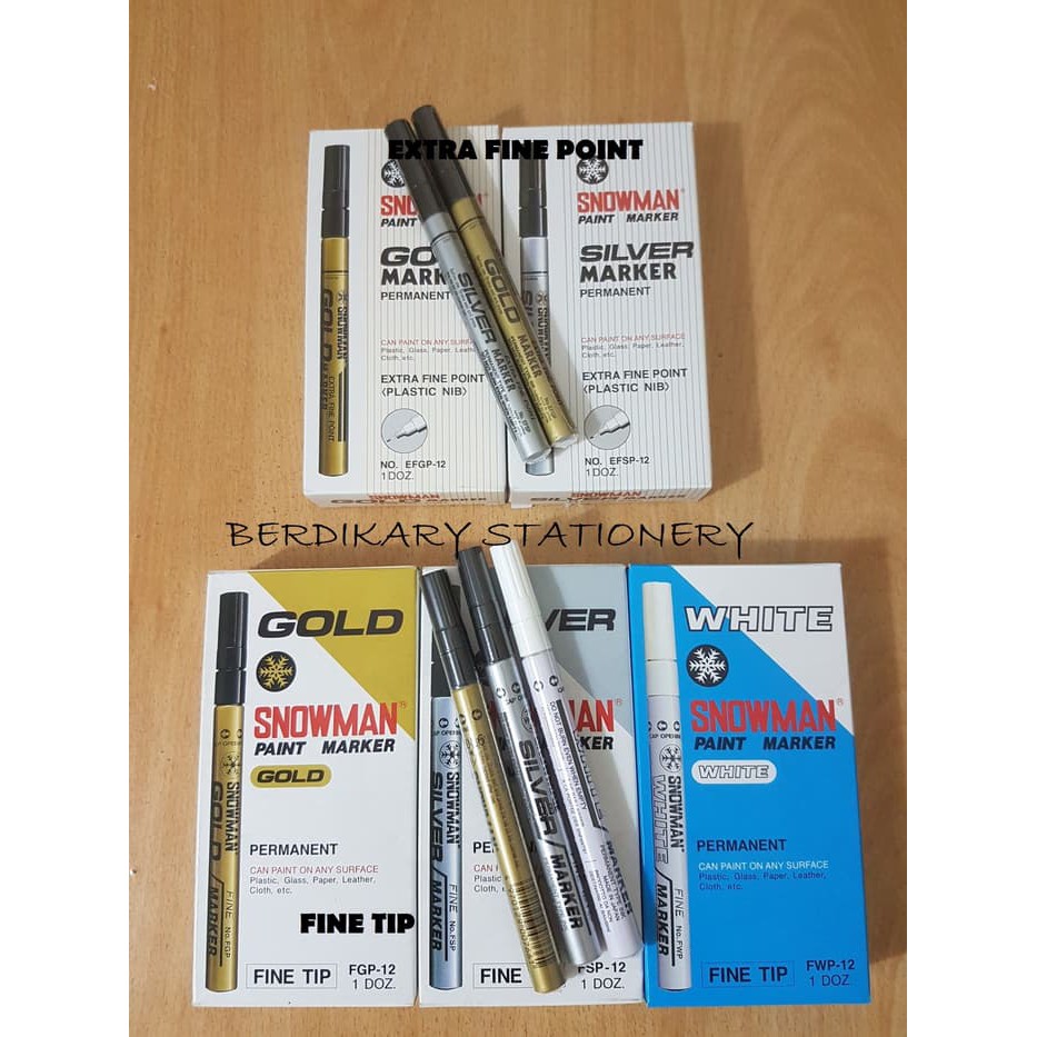 

Jual Spidol emas / Snowman gold / silver marker extra fine point Terlaris
