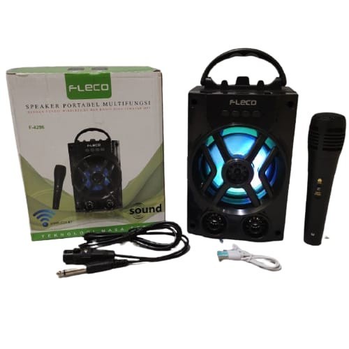 COD SPEAKER BLUETOOTH FLECO 5 INCH  F-4296 PLUS MIC KARAOKE X-BASS/SALON AKTIF X-BASS//SPEAKER KARAOKE