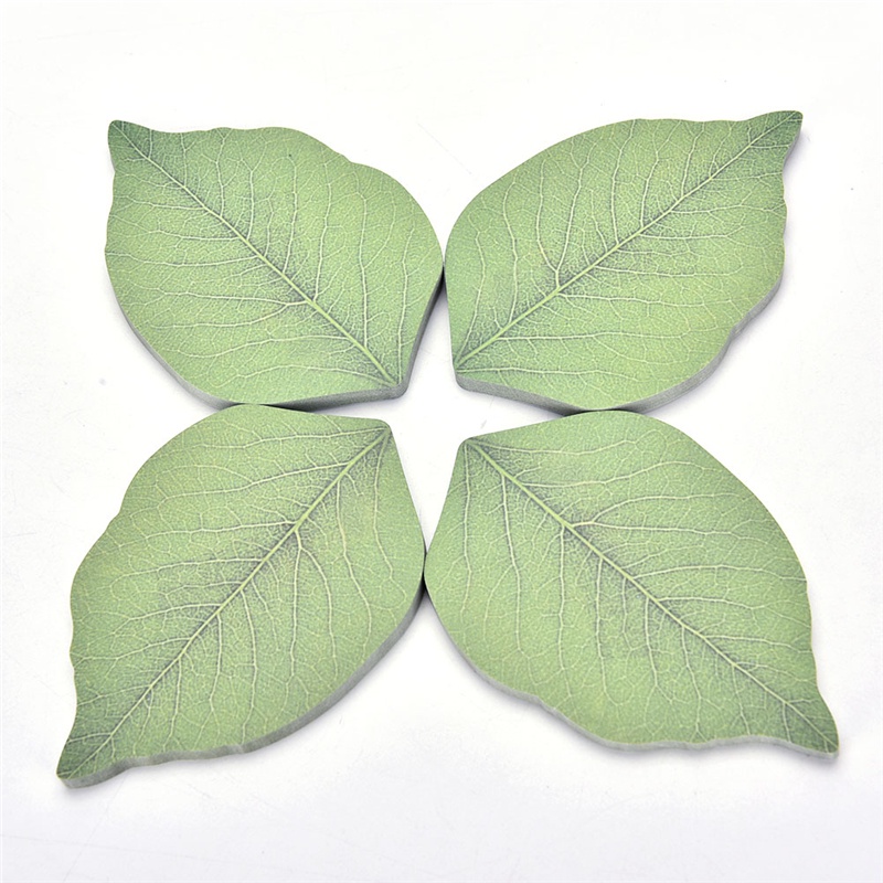 【beautifulhome12.id】Leaf Fall Kraft Paper Sticky Post It Notes Green For Work Or Study