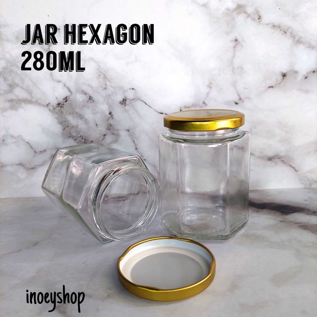JAR 280ml | TOPLES KACA | GLASS JAR HEXAGON | JAR KACA