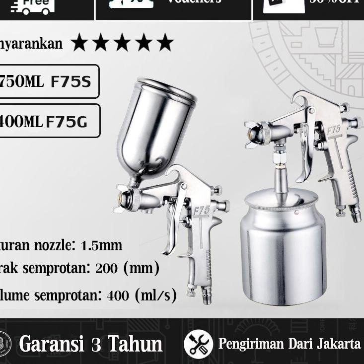 DISKON  9.9 【Ready】Pistol Airbrush Semprot F75 G/F75S Tabung Atas 400ml /750ml Sagola Spray Gun Kual