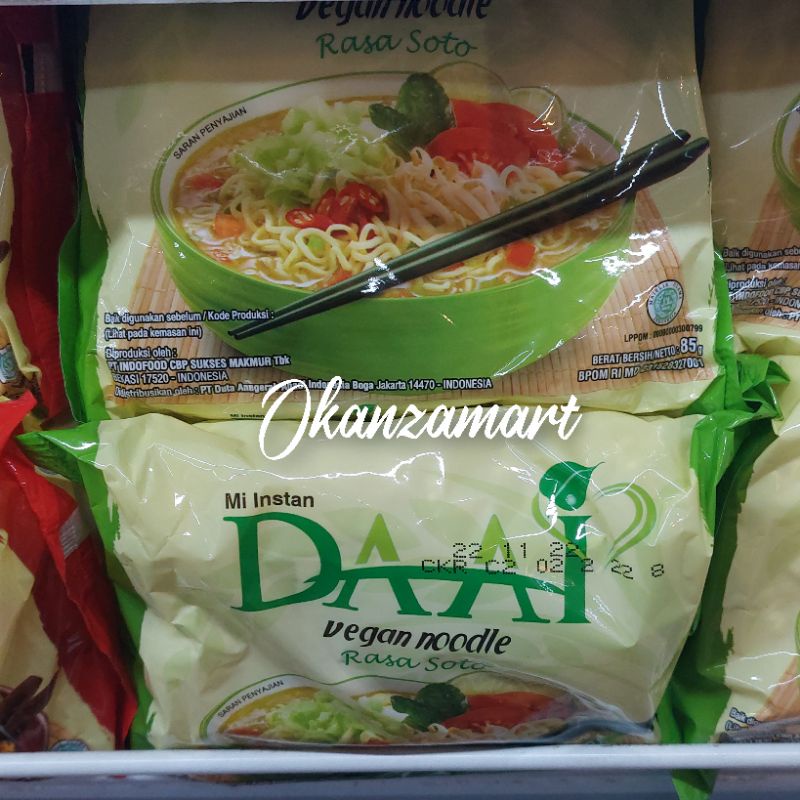 

Daai Vegan Noodle Mie Instant Rasa Soto | Mie Goreng 85gr