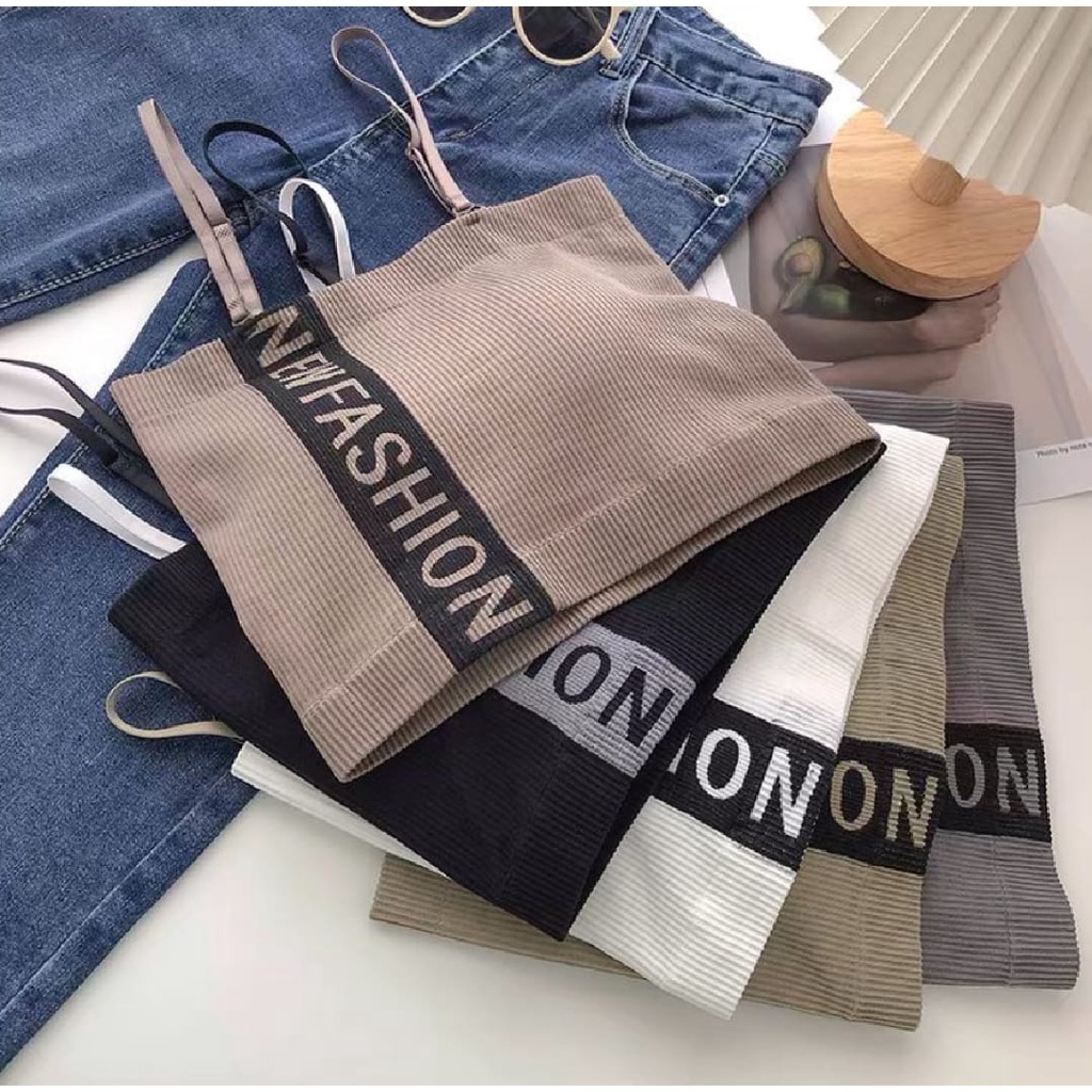 Tanktop Include Cup Bra Tali Bisa Lepas Pasang Bahan Tebal, Melar, Nyaman Sexy Tangtop Crop Top Wani