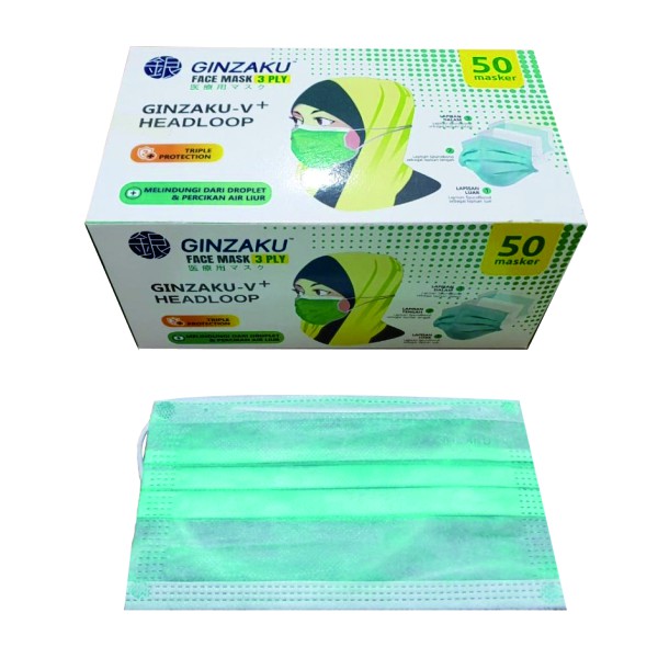 MASKER GINZAKU V+HEADLOOP WARNA GREEN