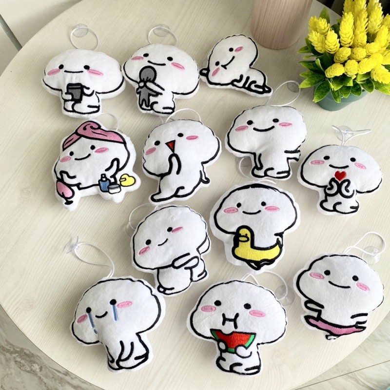 Boneka Qubi | Lucu | Tuyul | Pentol | Emote | Putih - Gantungan Kunci