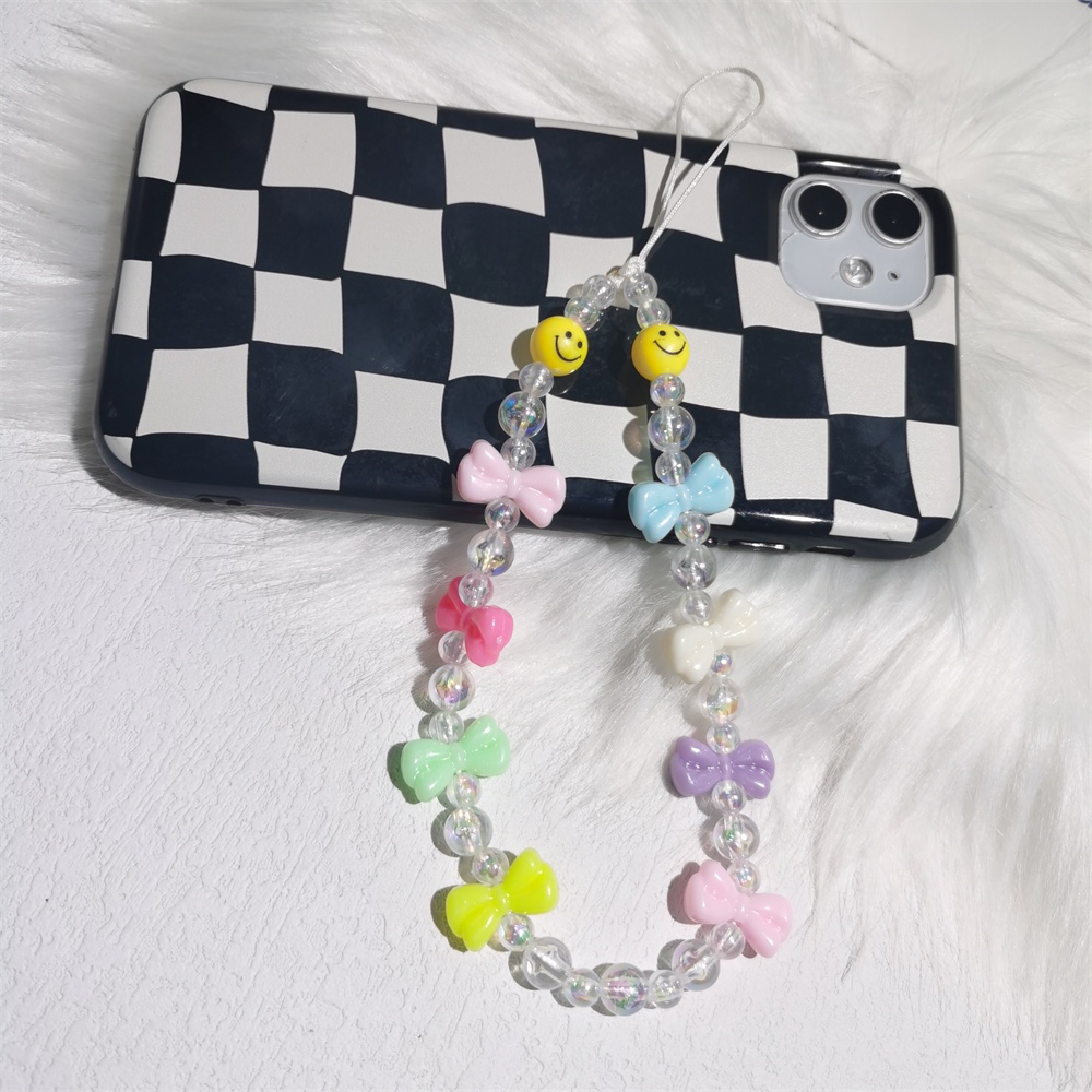 Tali Lanyard Manik-Manik Mutiara Akrilik Warna-Warni Anti Hilang Untuk Case Hp