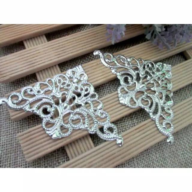 Ornamen Charm sudut hantaran warna SILVER - siku hiasan mahar - siku hiasan sudut - kerajinan