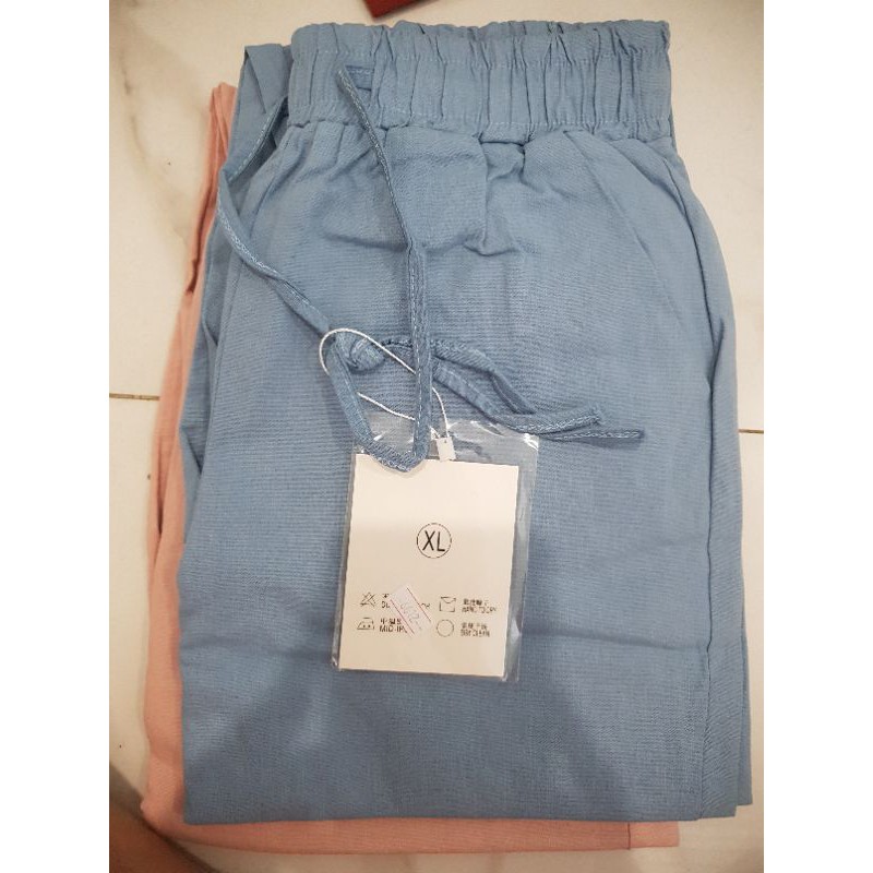 Clothclub Thailand TERNYAMAN Celana katun linen karet depan ORI THAILAND/BANGKOK