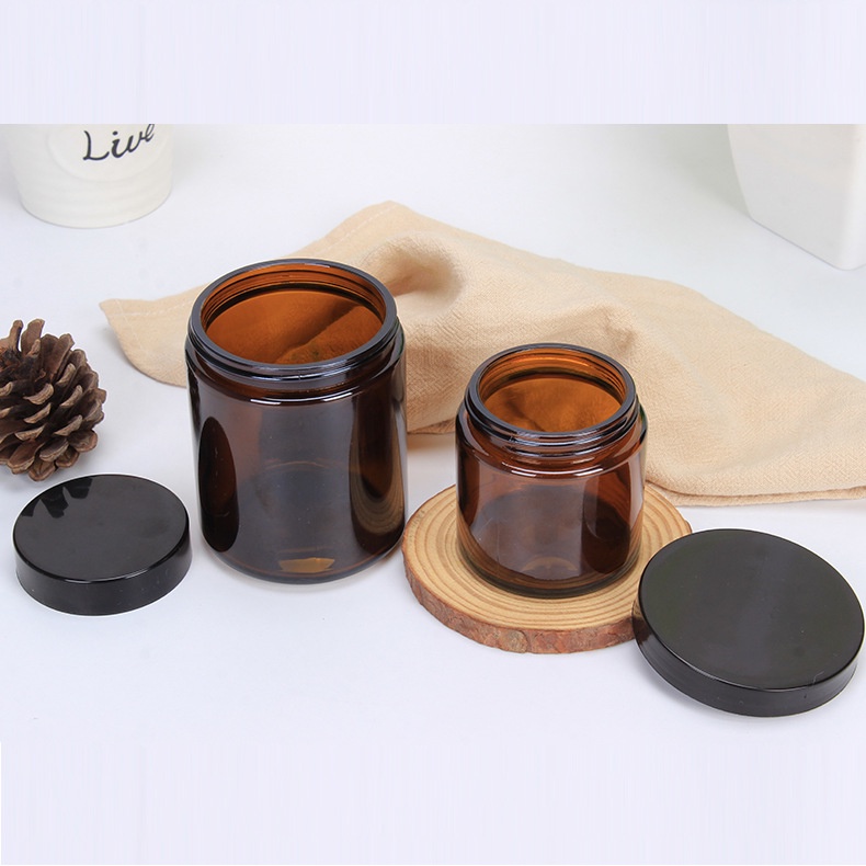 Amber Glass Jar Kaca 250ml Candle Jar Tempat Lilin Hitam Dark Large Coklat Large