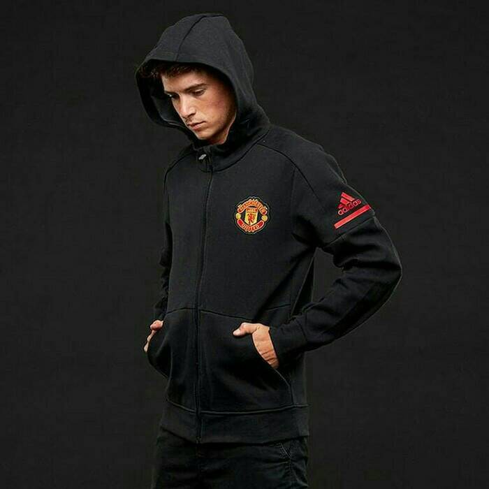 NEWSS JAKET HOODIE ZNE MU MANCHESTER UNITED BLACK OFFICIAL 17/18 GRADE ORI