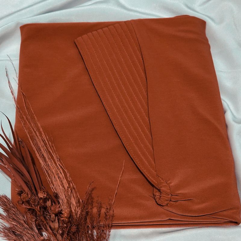 Jilbab Instan Jersey korea hijab jersey karet dagu By Miftah Collection Part 1-Terakota