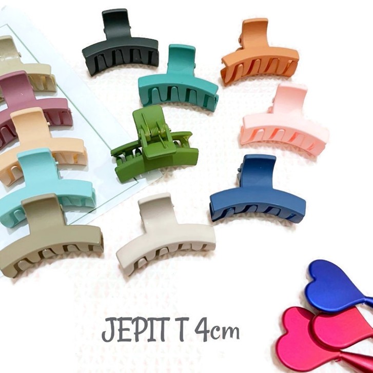 JEPIT RAMBUT IMPORT GAYA KOREA - JEPIT RAMBUT DOFF MATEE MOTIF T 10CM