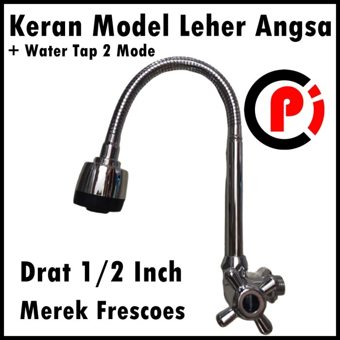 Keran Model Leher Angsa Bahan Besi Chrome Flexible Water Tap 2 Mode