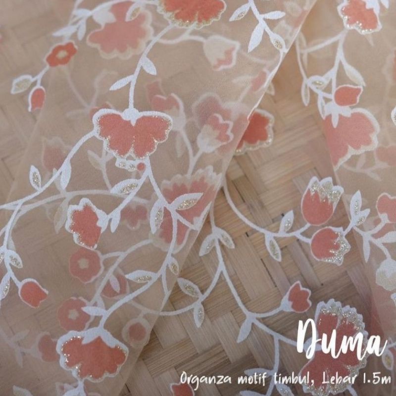 Kain organza motif 3D - kain antik - kain seragaman - kain mewah - organdi - kakn organza motif timb