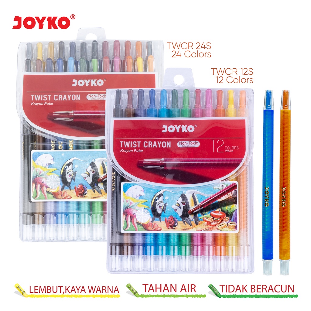 

Twist Crayon Krayon Putar Joyko Panjang TWCR-12S TWCR-24S TWCR-12MINI TWCR-24MINI 12 24 Warna Colors