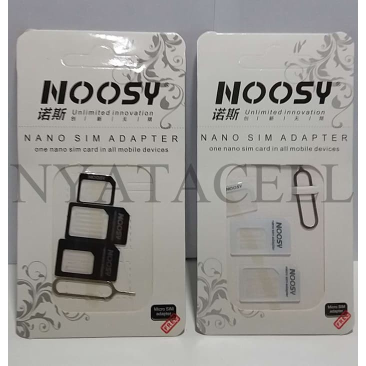 Noosy Sim Card Adapter (Nano / Micro / Mini Sim / Injector / 4 In 1) dari Asesoris HP Ku..