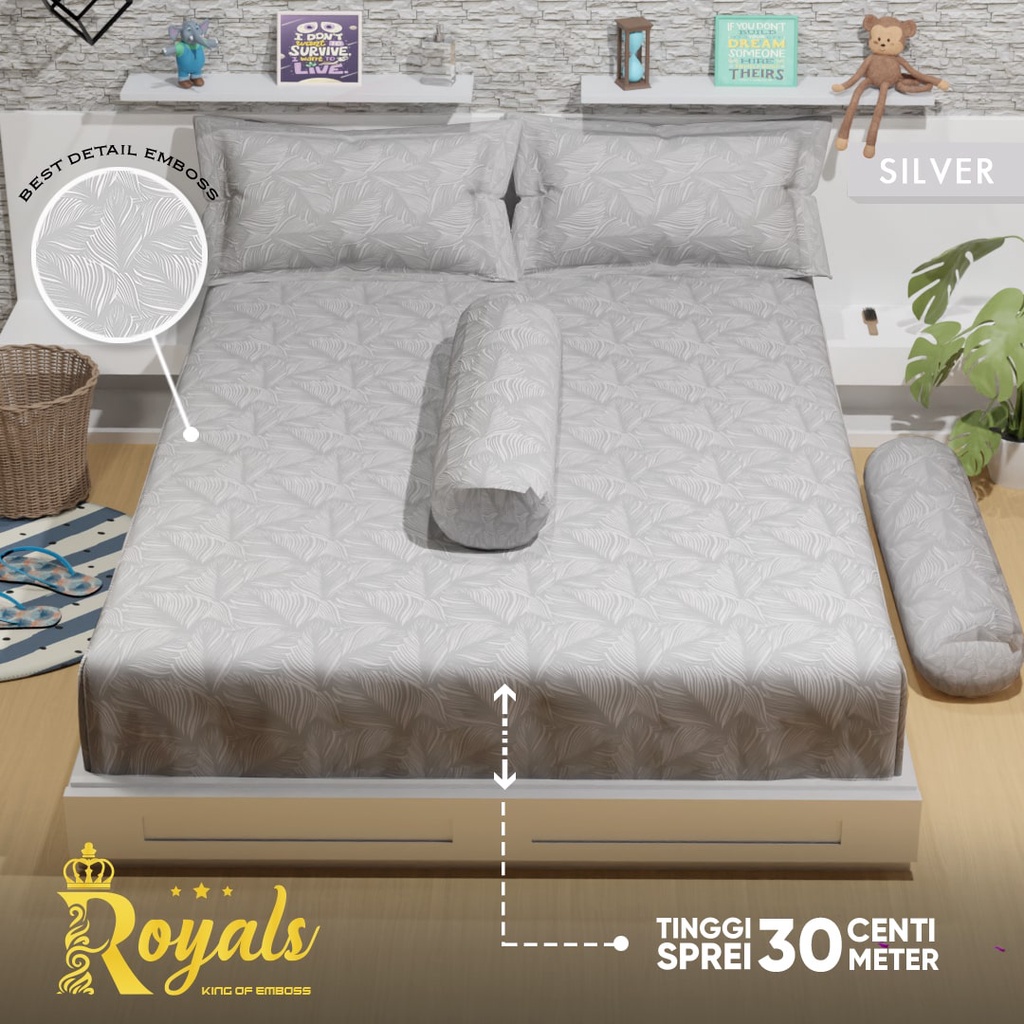 Royals Sprei Jacquard Emboss Uk 160/180 - Silver