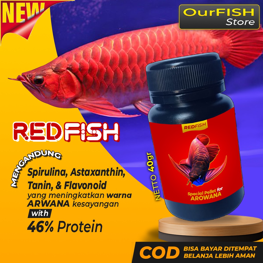 Pelet Ikan Arwana REDFISH Makanan Pakan Ikan Arwana Super Red Golden Red Silver Red Jardini Silver