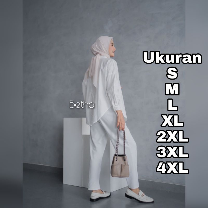 Premium Series BETHA Kemeja Katun Big Size Baju Kantor Ukuran S M L XL 2XL 3XL 4XL XXL XXXL XXXXL 2L 3L 4L 5L Baju Wanita Over Size